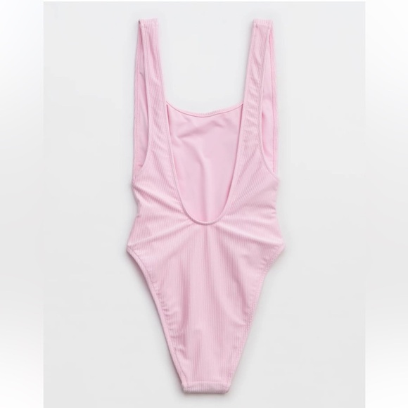 Aerie Shine Rib Birthday Scoop Cheekiest One Piece Swimsuit XXL pink soft girl - Picture 7 of 8